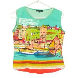 Vintage Nikky Collection Womens Sleeveless Top Small Artsy Beaded Landscape